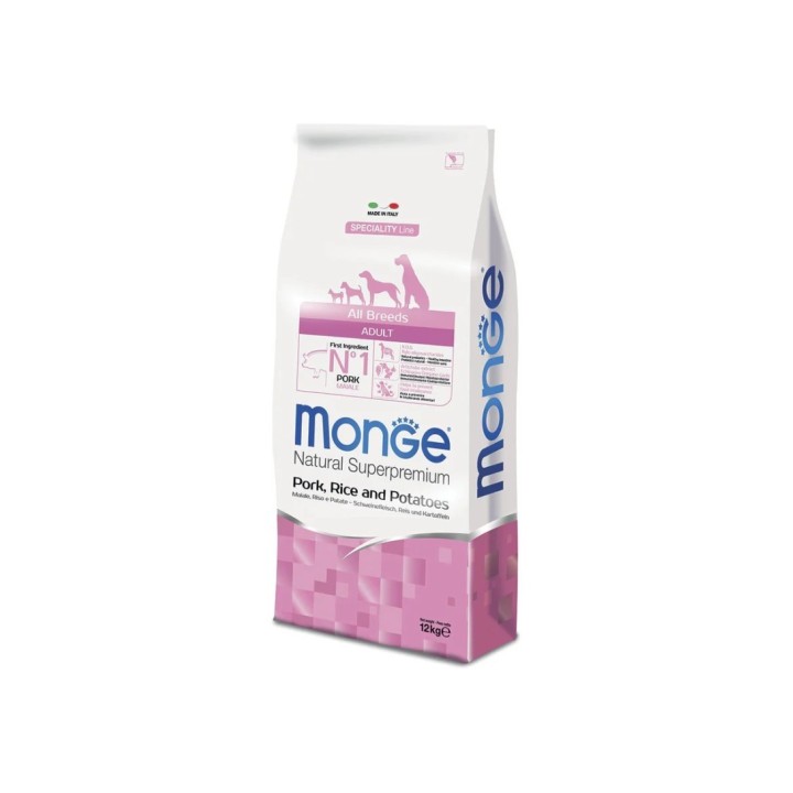 Monge Natural Superpremium All Breeds Adult Monoprotein Maiale con Riso e Patate kg 12