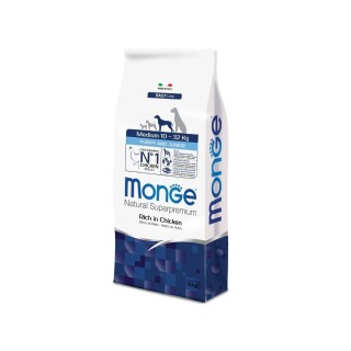 Monge Natural Superpremium Medium Puppy & Junior Ricco di Pollo kg 12