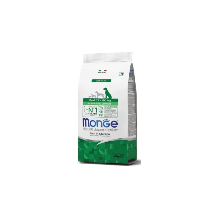 Monge Natural Superpremium Maxi Puppy & Junior Ricco di Pollo kg 12