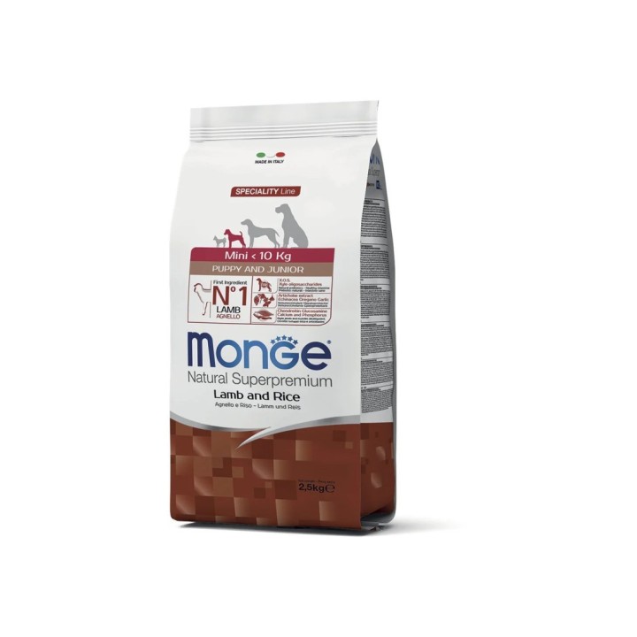 Monge Natural Superpremium Mini Puppy & Junior Monoprotein Agnello con Riso kg 7,5