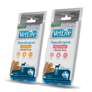Farmina Vet Life Hypoallergenic snack dentali per cani Adult Medium/Large 100 gr pesce/patate