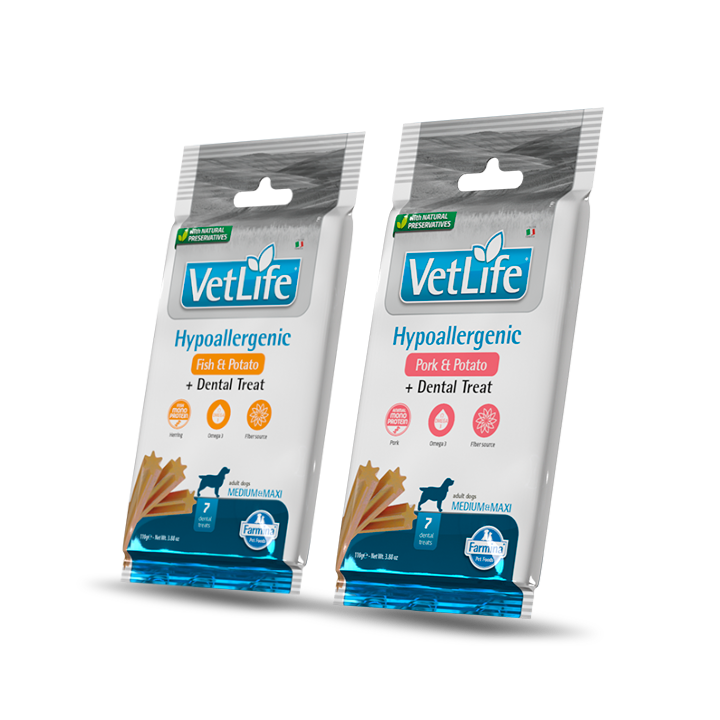 Farmina Vet Life Hypoallergenic snack dentali per cani Adult Medium/Large 100 gr pesce/patate