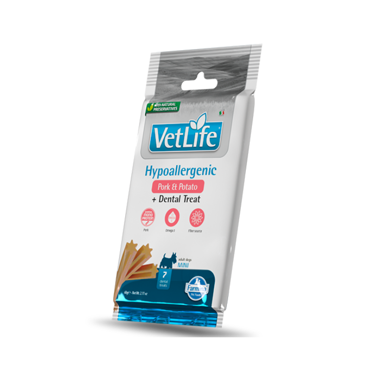 Farmina Vet Life Snack Cane Mini Hypoallergenic Pork&Potato + Dental Treat 60 Gr