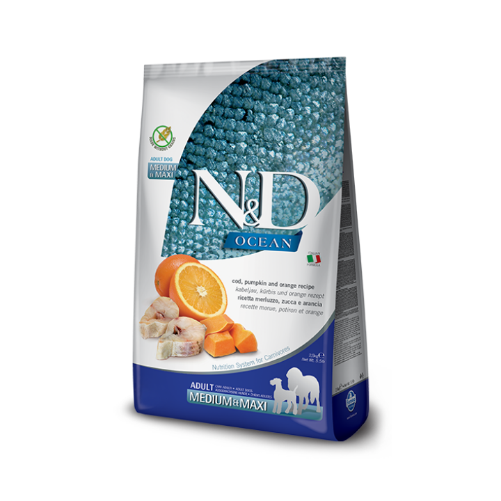Farmina N&D Ocean Canine Adult Medium/Maxi Merluzzo Zucca e Arancia kg 2,5