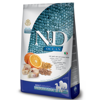 Farmina N&D Ocean Canine Adult Medium/Maxi Merluzzo Farro e Arancia kg 12
