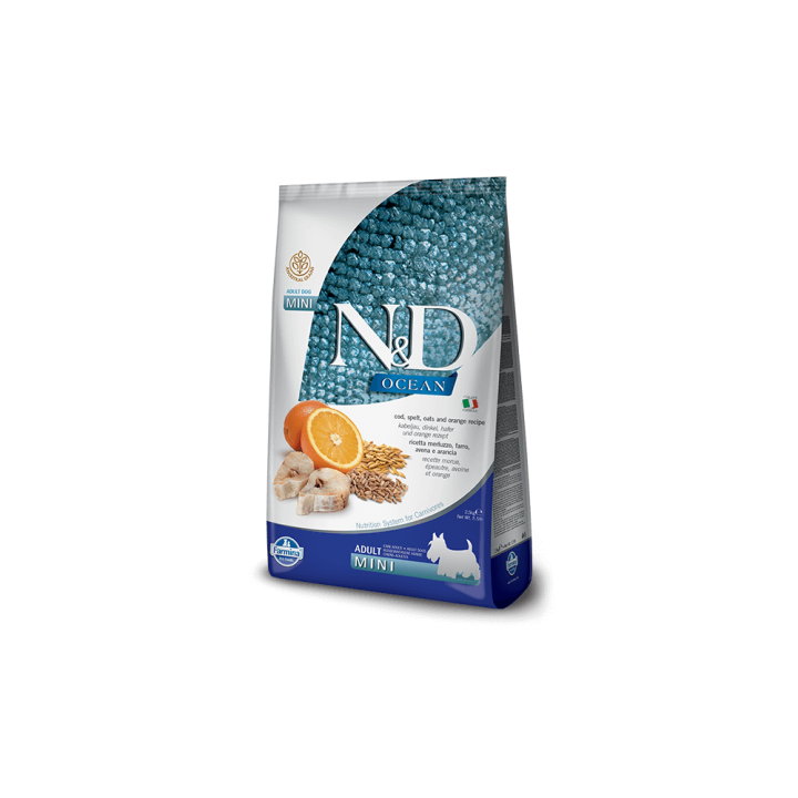 Farmina N&D Ocean Low Grain Cane Mini Merluzzo Farro Avena E Arancia 7 Kg