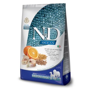 Farmina N&D Ocean Low Grain Adult Medium Maxi Merluzzo Farro Avena E Arancia 2,5 Kg