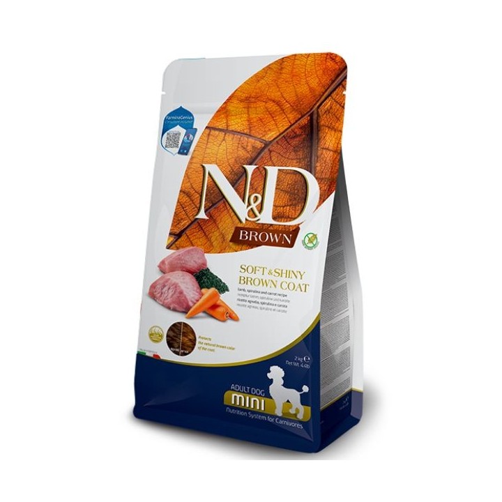 Farmina N&D Brown Grain Free Adult Mini Agnello, spirulina e carote kg 2