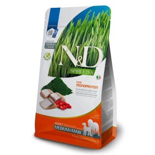 Farmina N&D Spirulina Grain Free Adult Medium-Maxi Aringa, spirulina e bacche di goji 7 kg