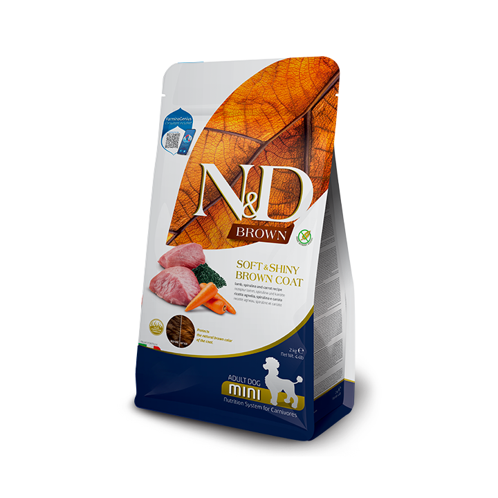 Farmina N&D Brown Grain Free Adult Mini Agnello, spirulina e carote kg 5
