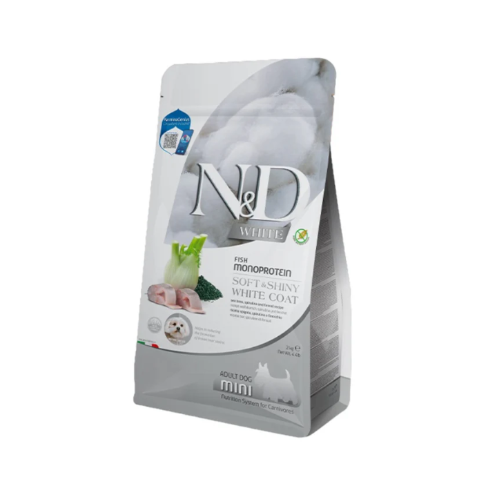 Farmina N&D White Grain Free Adult Mini Spigola, spirulina e finocchio kg 5