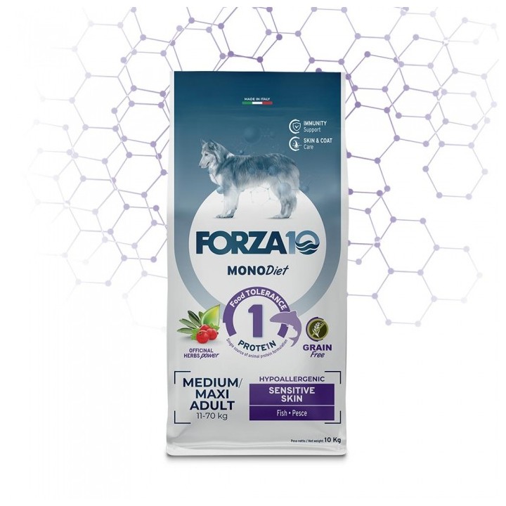 Forza 10 - Mono Diet Dog Medium/Maxi Adult Sensitive Skin al Pesce da 10 Kg