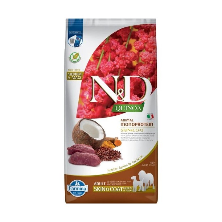 Farmina N&D Quinoa Skin&Coat Adult Medium/Maxi Cervo e Cocco kg 7