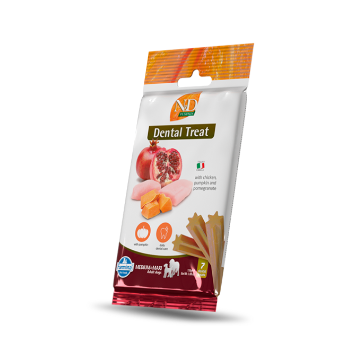 Farmina N&D Pumpkin Grain Free snack dentali per cani Adult Medium pollo e melograno g 100