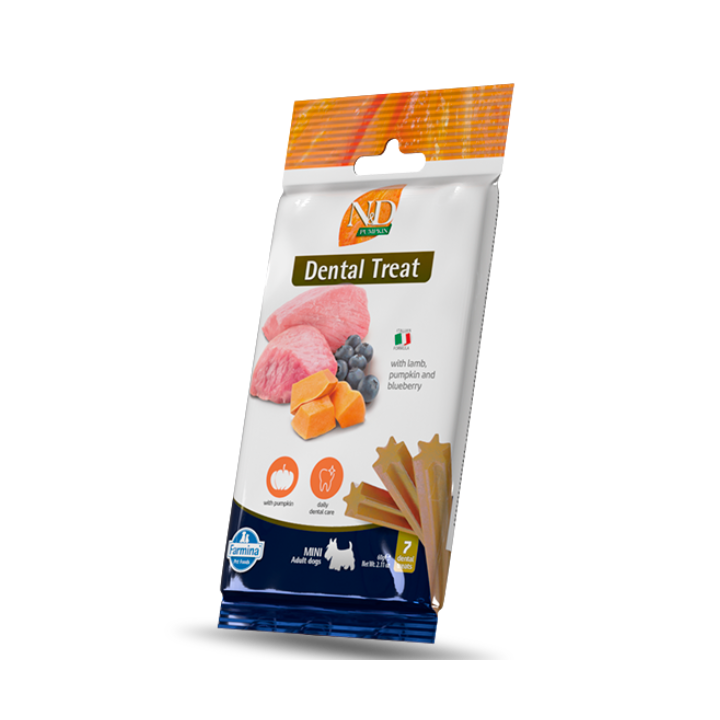 Farmina N&D Pumpkin Grain Free snack dentali per cani Adult Mini 60 gr agnello e mirtillo