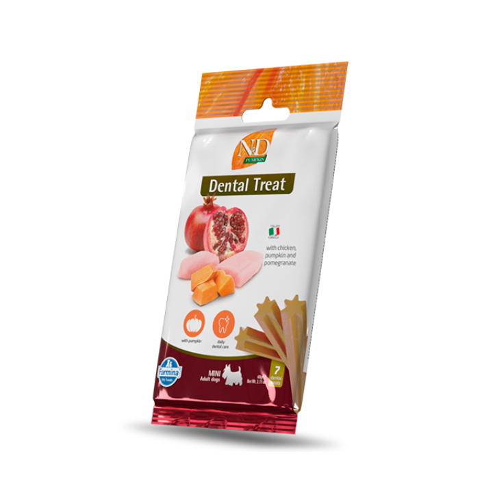 Farmina N&D Pumpkin Grain Free snack dentali per cani Adult Mini 60 gr pollo e melograno