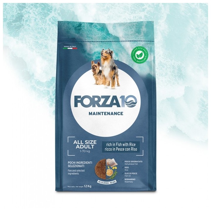 Forza 10 - Maintenance Adult All Size con Pesce e Riso da 12 Kg