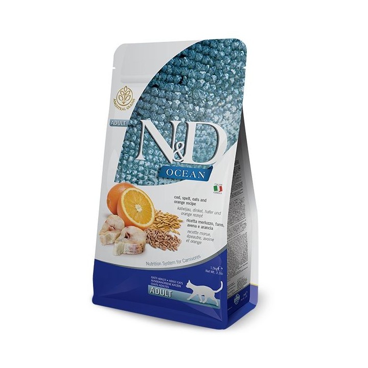 Farmina N&D Ocean Feline Adult Merluzzo Farro e Arancia g 300