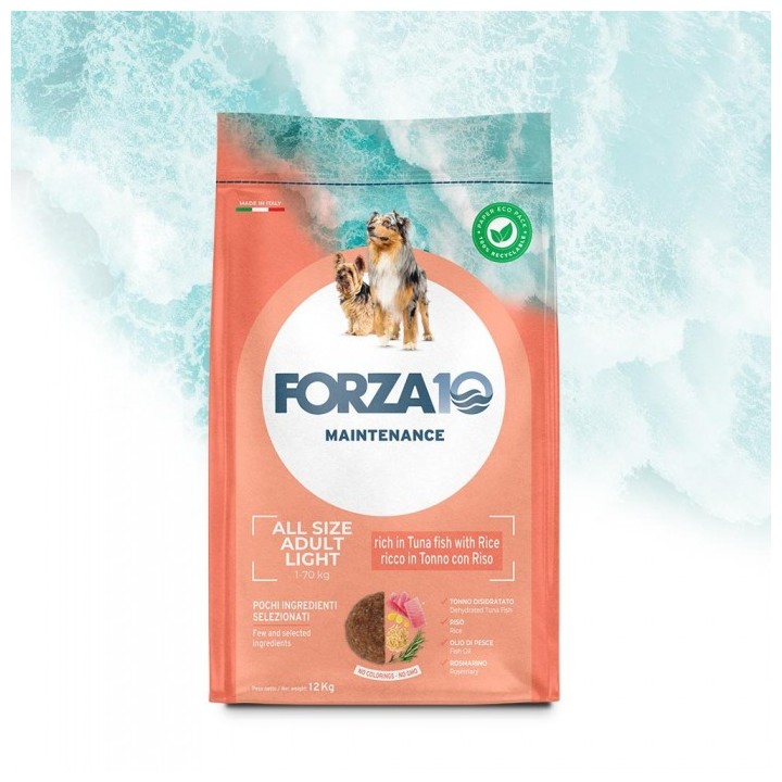 Forza 10 - Maintenance Adult All Size Light con Tonno e Riso da 12 Kg