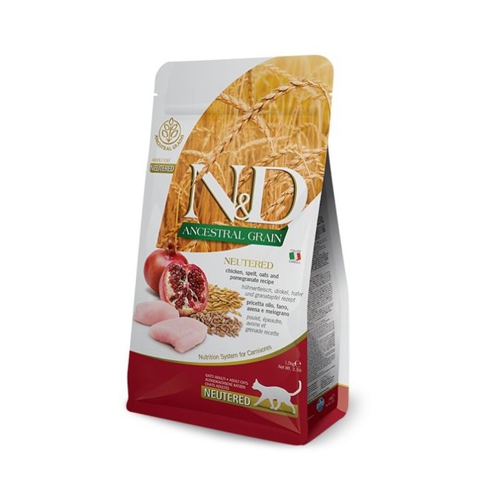 Farmina N&D Ancestral Grain Feline Neutered Pollo e Melograno kg 1,5