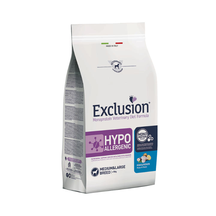 Exclusion Diet Hypoallergenic Medium/Large Breed Pesce e Patate kg 12