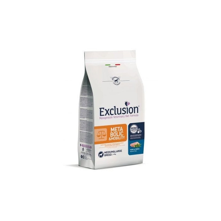 Exclusion Diet Metabolic & Mobility Medium/Large Breed Maiale e Fibre kg 12