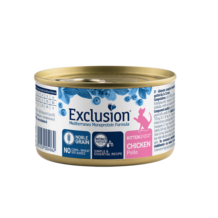 Exclusion Mediterraneo Kitten Noble Grain Monoproteico 85gr - pollo