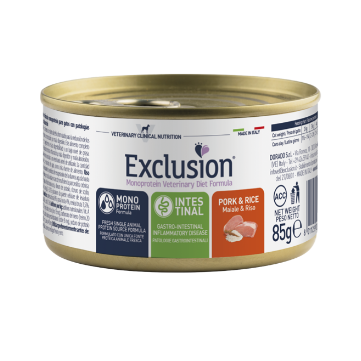 Exclusion Diet Cat Intestinal Maiale e Riso g 85