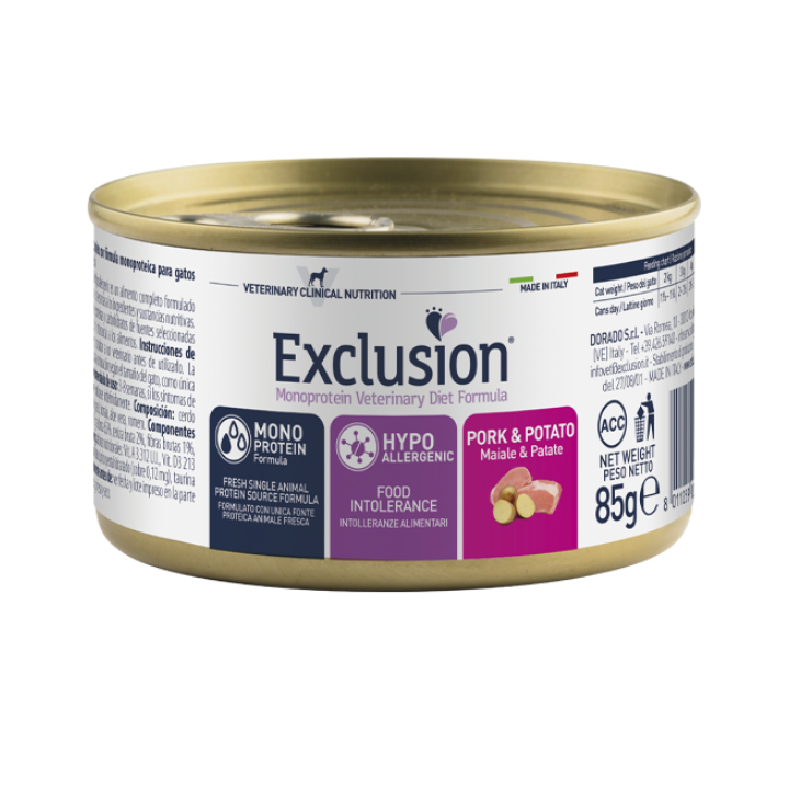Exclusion Diet Cat Hypoallergenic 85 gr maiale e patate