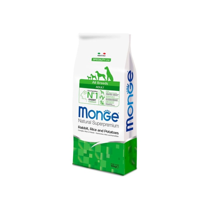 Monge Natural Superpremium All Breeds Adult Monoprotein Coniglio con Riso e Patate kg 12
