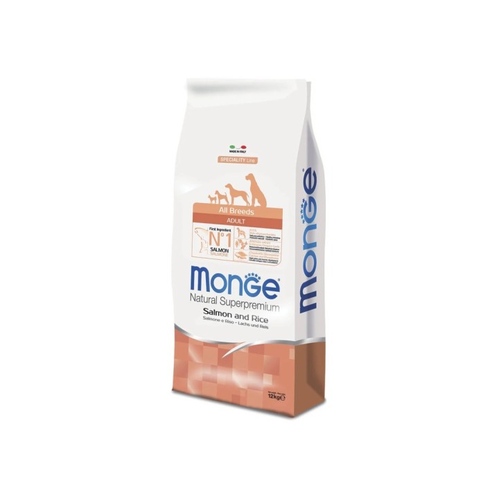 Monge Natural Superpremium All Breeds Adult Monoprotein Salmone con Riso kg 12